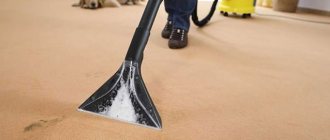 cleaning the carpet with a vacuum cleaner