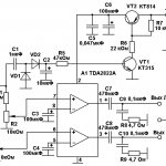 Схема cтереоусилителя для наушников на микросхеме TDA2822A